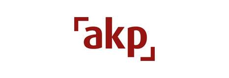 Logo of the AKP, the Justice and Development Party, with red stylized letters and corner brackets.